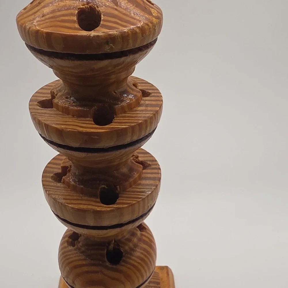 Handmade Wooden Decorative Accent Sculpture with‎ Multiple Holes